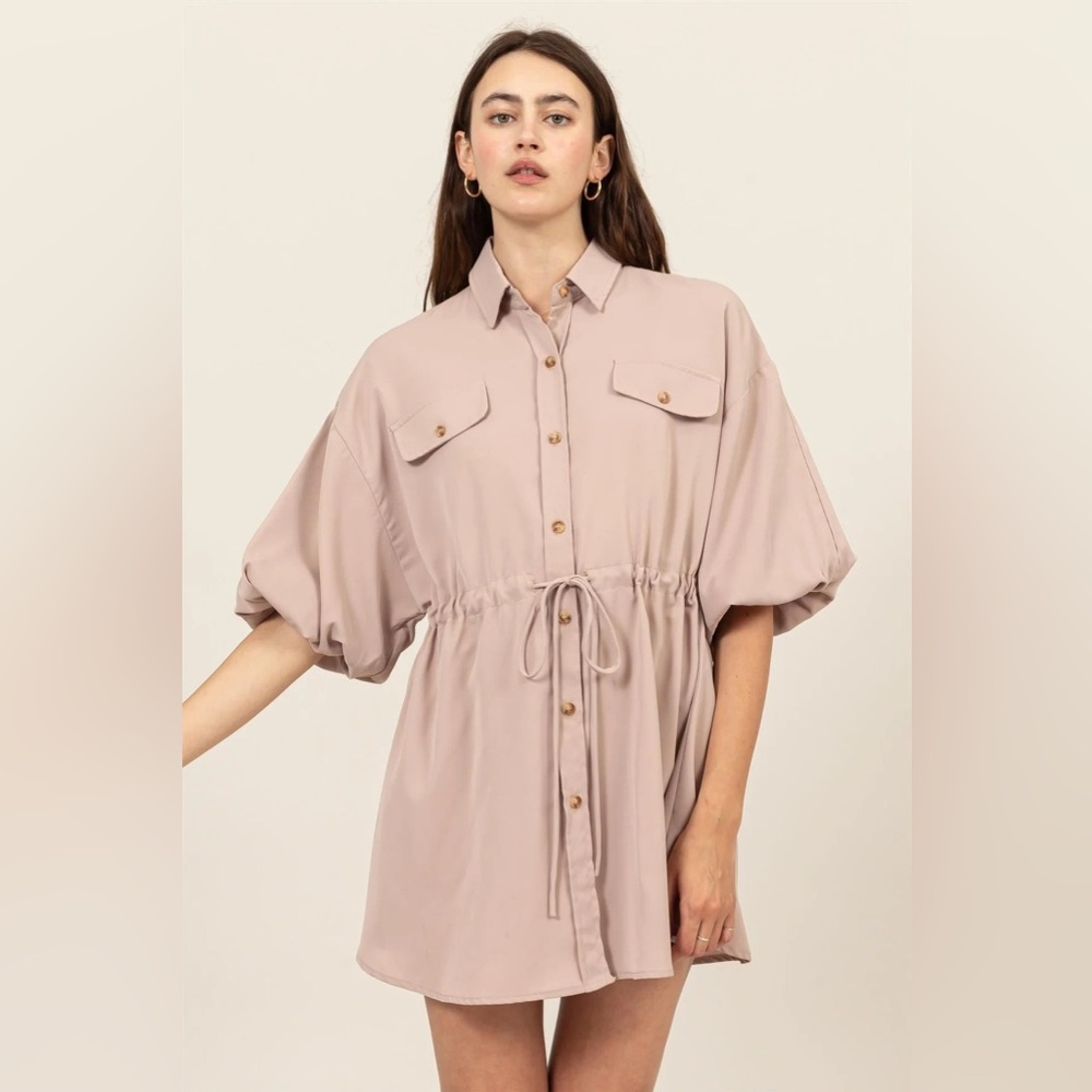 NWT HYFVE Drawstring waist shirt dress